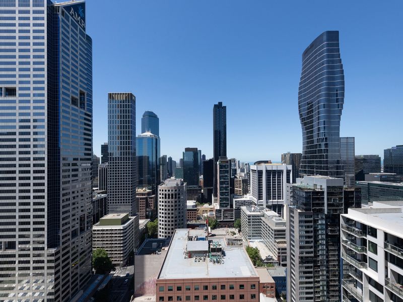 High-rise cityscape showcasing the vibrant surroundings