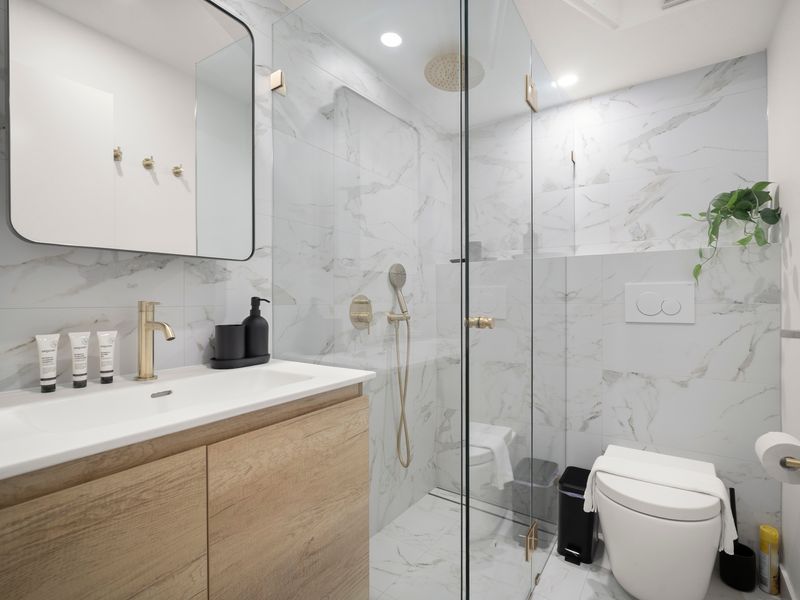 Shower, toilet and vanity