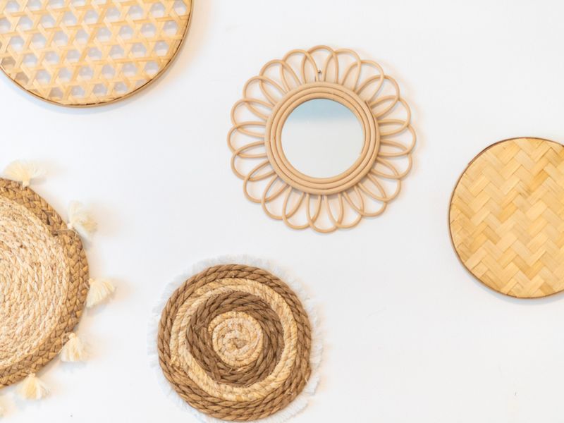 Hand-crafted wall décor adding a boho touch