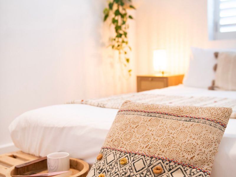 Comfortable bed with quality bedding for a great night’s sleep