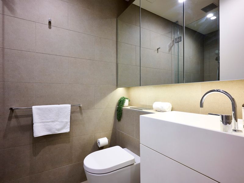 Contemporary bathroom with walk-in shower