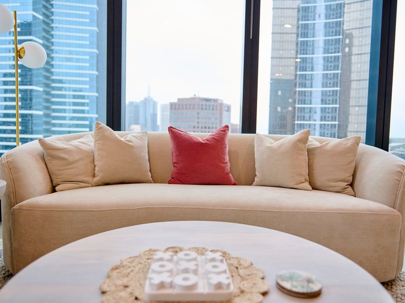 Comfortable seating with skyline outlook