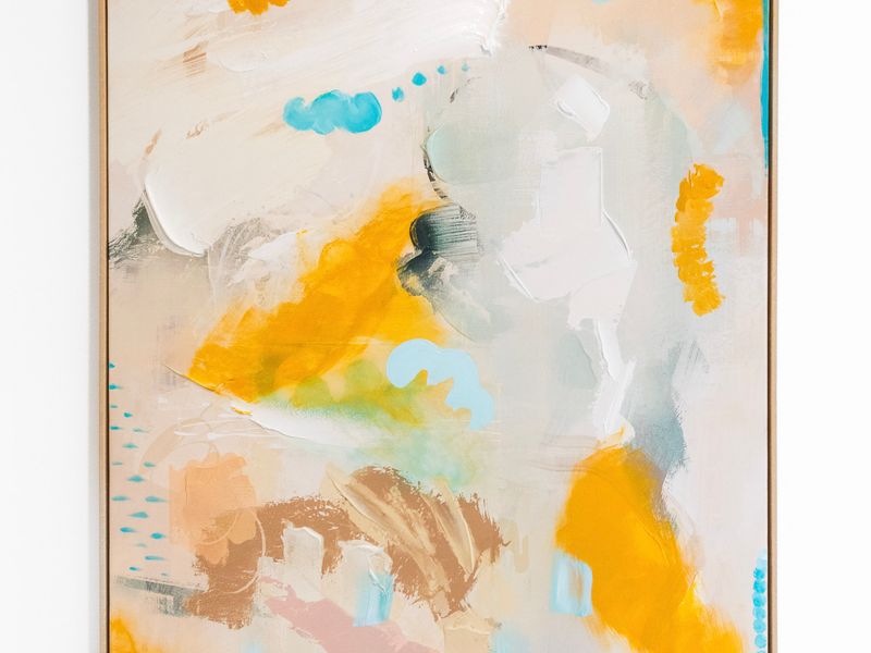 Abstract artwork detail bringing colour to the space.