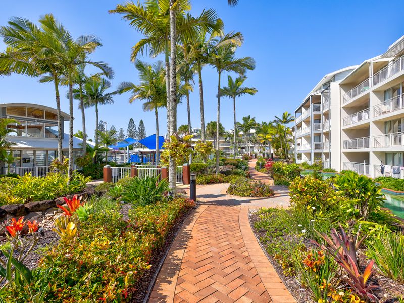 Resort walk ways with lush green scenary
