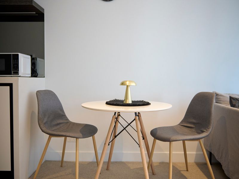 Intimate dining nook for two.