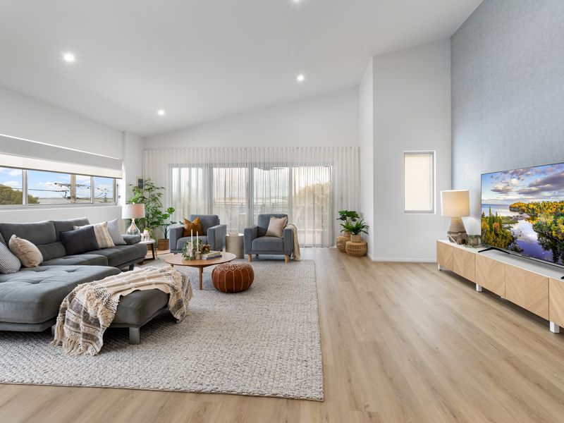 Comfortable living space perfect for relaxing after a day by the bay.