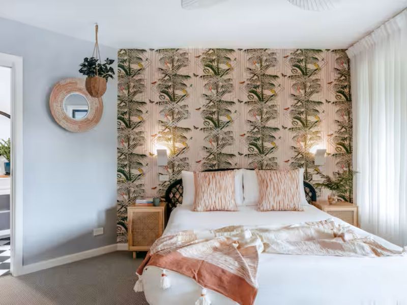 Peaceful bedroom retreat with soft, inviting tones