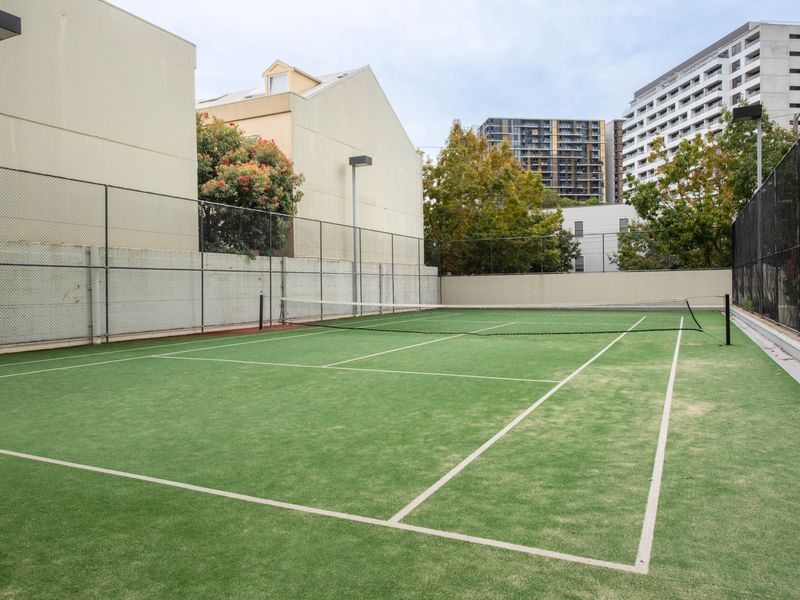 Shared tennis court space ideal for casual games or practice sessions