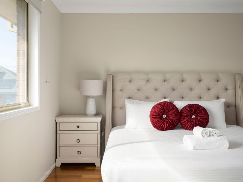 Sink into plush bedding for a restful night's sleep.