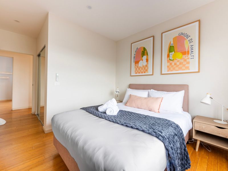 Comfortable queen bedroom with a calm and inviting feel