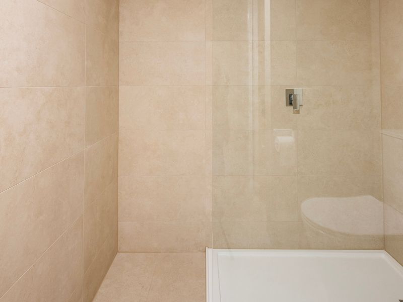 Functional bathroom with walk in shower