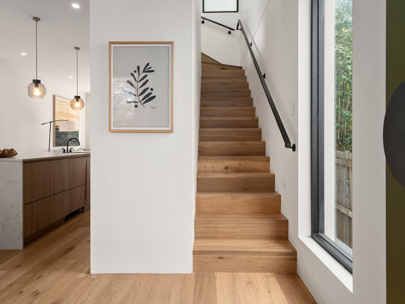 Internal staircase connecting multiple levels of the home