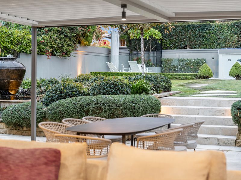 Share meals in this garden oasis