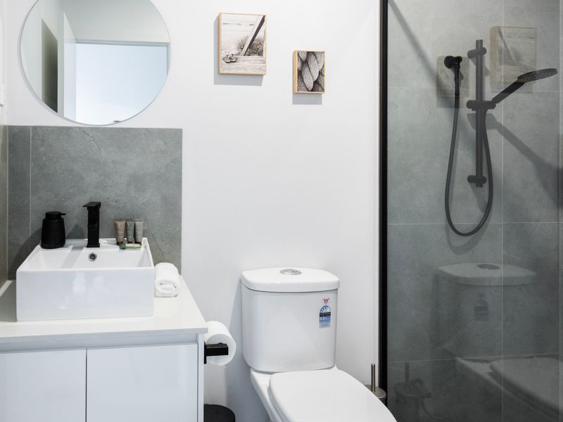 A second modern bathroom helps make mornings easy for everyone.