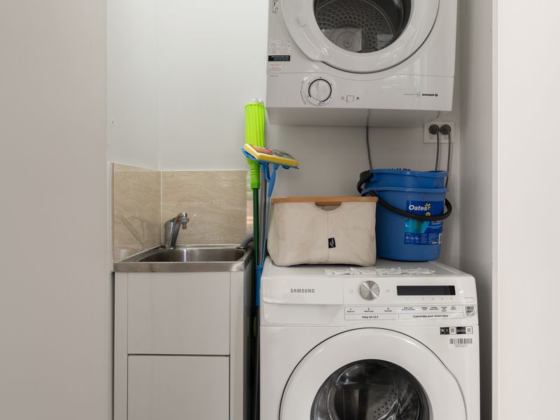 A dedicated laundry with washer and dryer provides all the conveniences of home for longer stays.