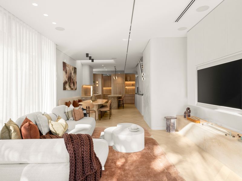 Inviting family room with stylish contemporary finishes.
