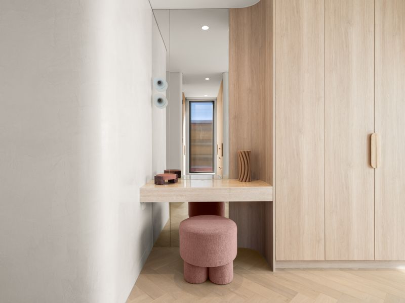 Bedroom vanity nook with seating, perfect for getting ready each day.