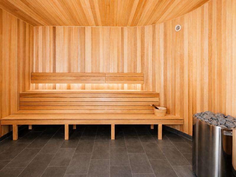 Unwind in the shared sauna after a day of exploring.