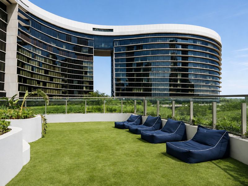 Outdoor lounge area perfect for relaxing under the open sky.