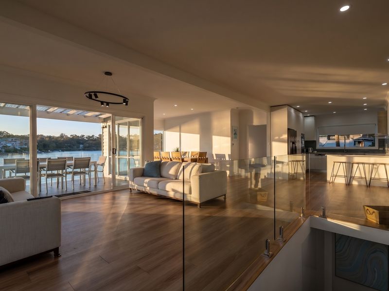 Open-plan living with panoramic views across the bay