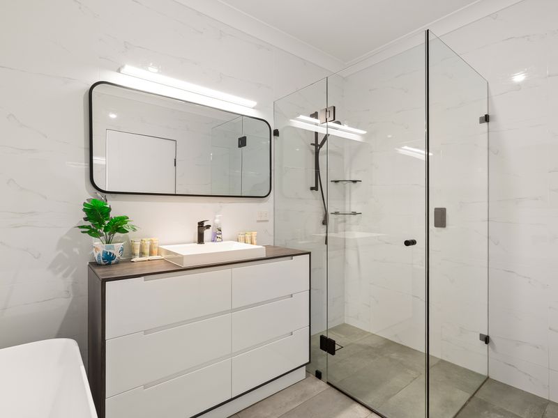 Contemporary bathroom with walk-in shower