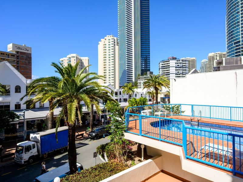 Elevated views across the pool and surrounding skyline