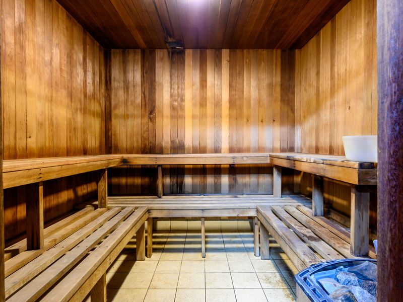 Unwind in the shared sauna after a day of exploring