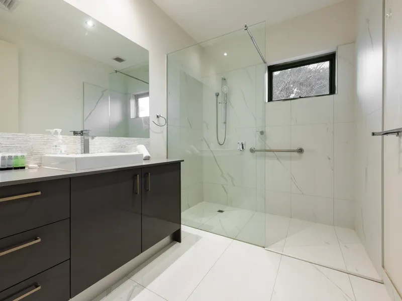 Modern bathroom with a spacious walk-in shower