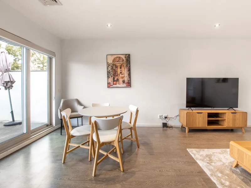 Dining area flowing into the living space