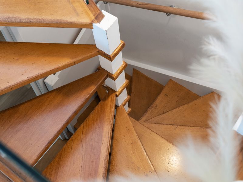 Character-filled timber staircase connecting the different levels