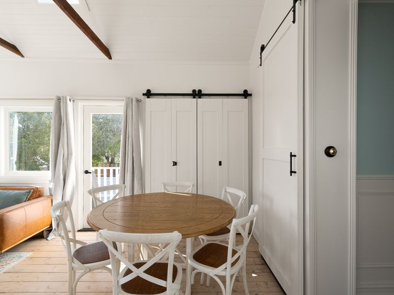 Bright dining nook with garden views