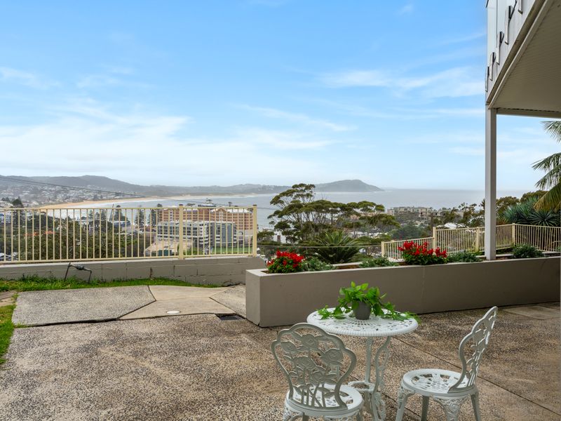 Scenic outdoor terrace and garden view overlooking distant hills and the neighborhood landscape.