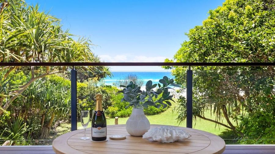 Chilled champagne waiting on the balcony