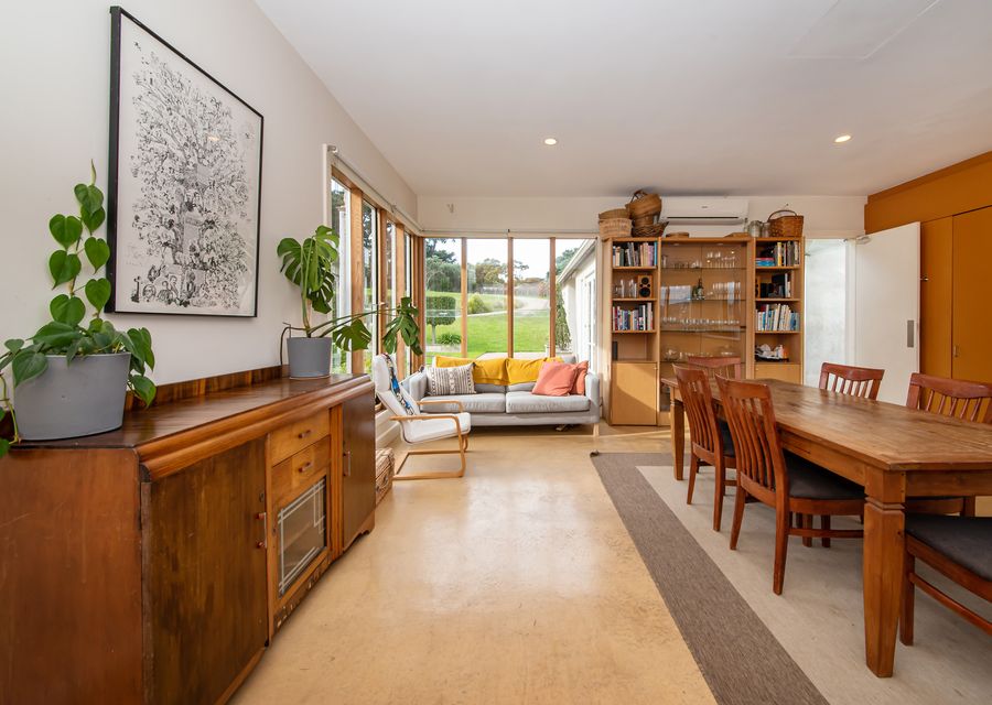 Kitchen, informal dining and seating area