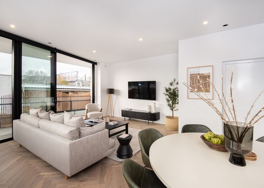 Beautiful living space with smart TV