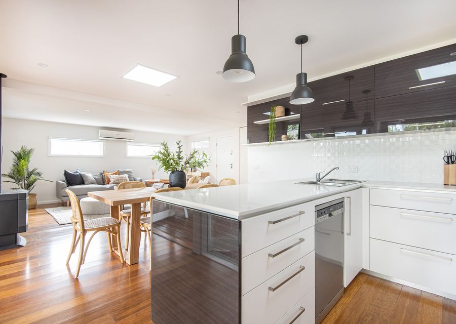Open plan kitchen, dining and living 