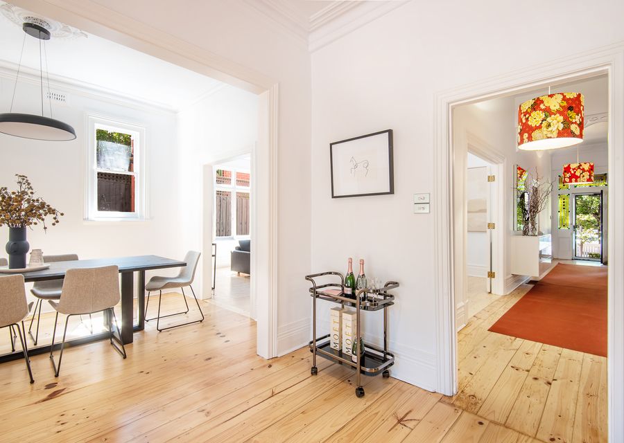 Entrance hallway into open plan dining and kitchen