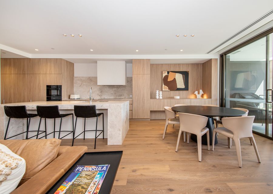 Kitchen/Dining opening out to balcony with sea views