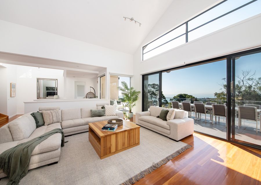 Main living with a view and gas fireplace 