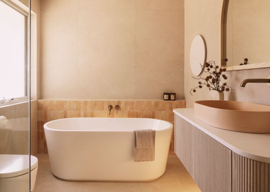 Stunning bathroom with bath and shower 