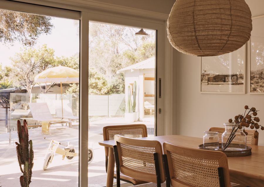 Dining with views out to the back yard