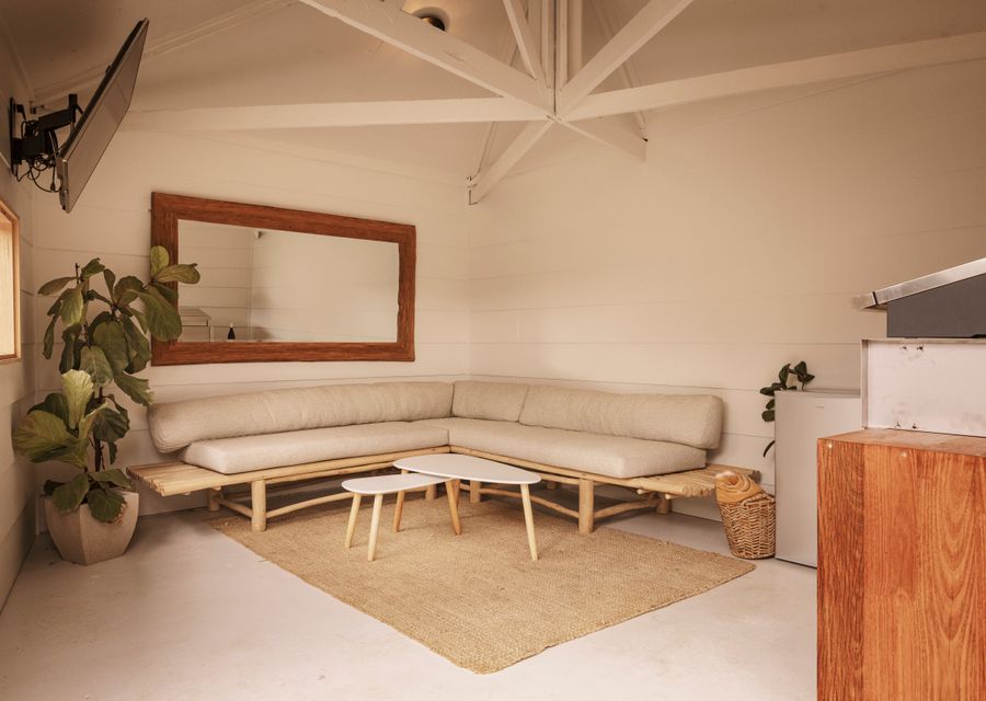 Pool house with seating and BBQ