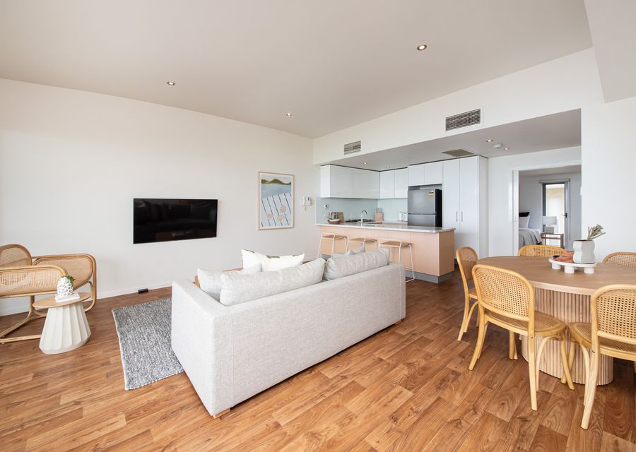 Upstairs open plan living, kitchen and dining