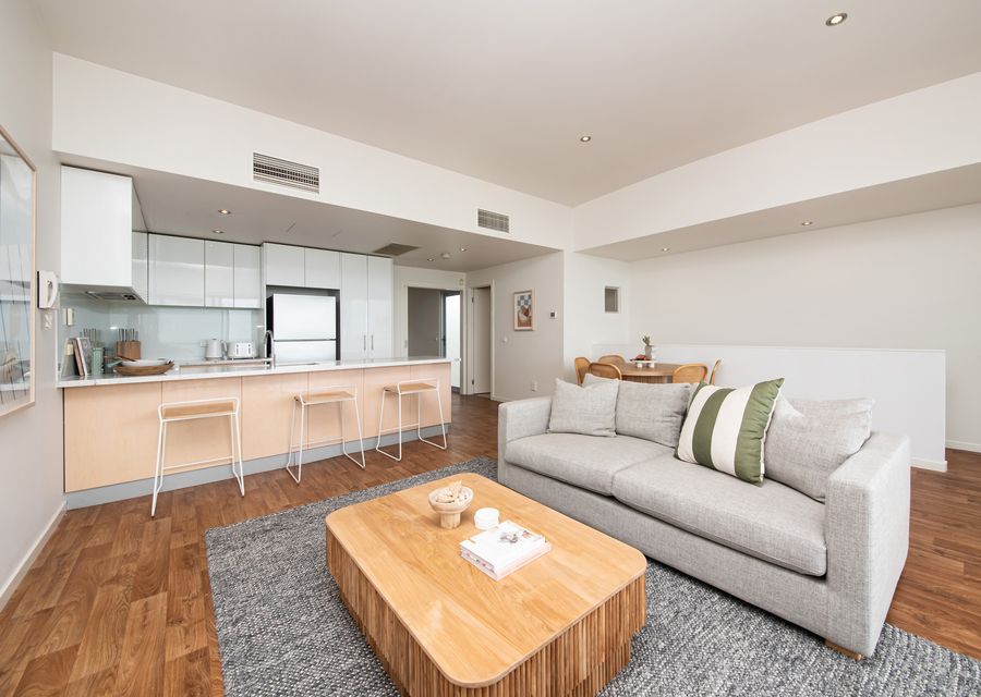 Upstairs kitchen, living and dining