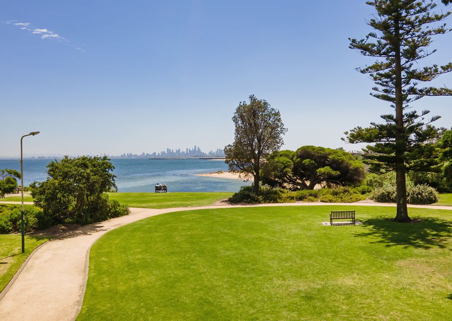 Across the road to the park and beach 