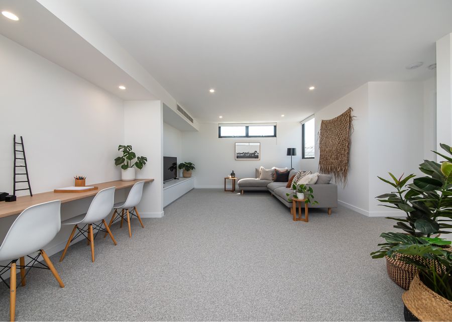 Upstairs living with desk area