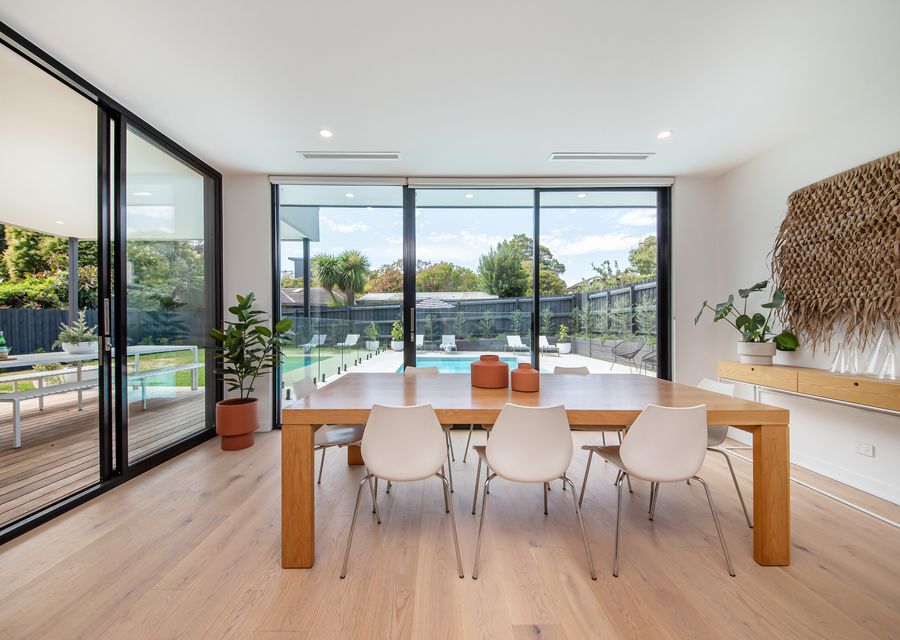 Dining table overlooking the pool