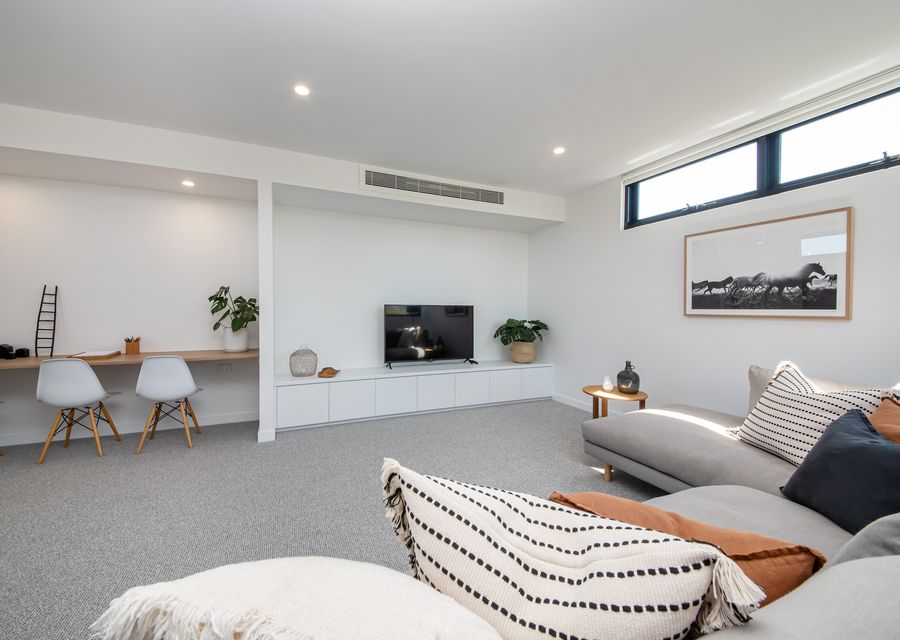 Upstairs living room with dedicated work space