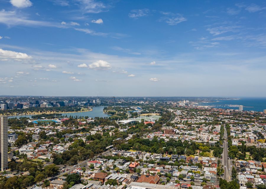 Aerial view capturing the sea