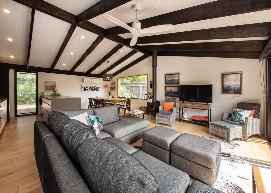living area with high ceilings